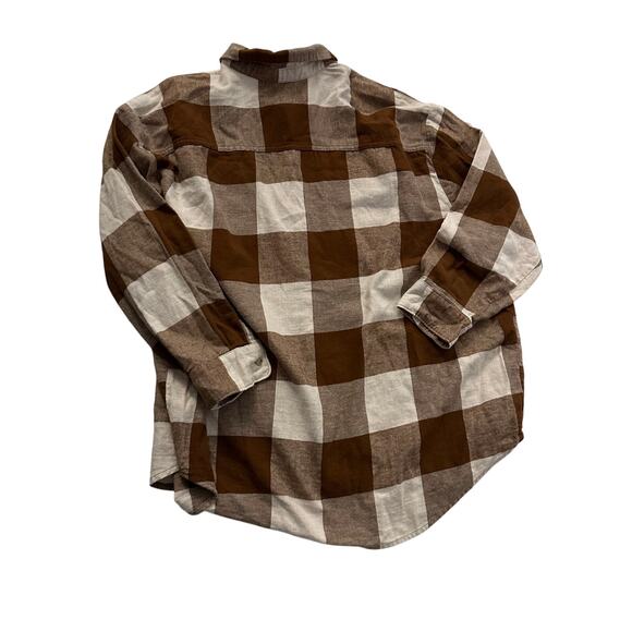 Old Navy Womens Loose Flannel Boyfriend Shirt Desert Floor Brown Plaid 2X - Picture 6 of 8